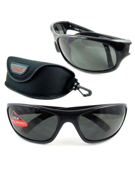 Bolle Black Wrap Shiny Polarized Tns Sunglasses for men