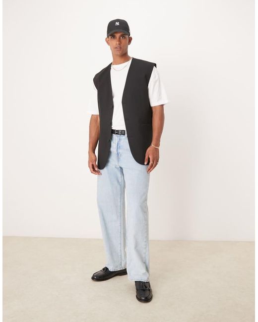 ASOS Black Relaxed Longline Waistcoat for men