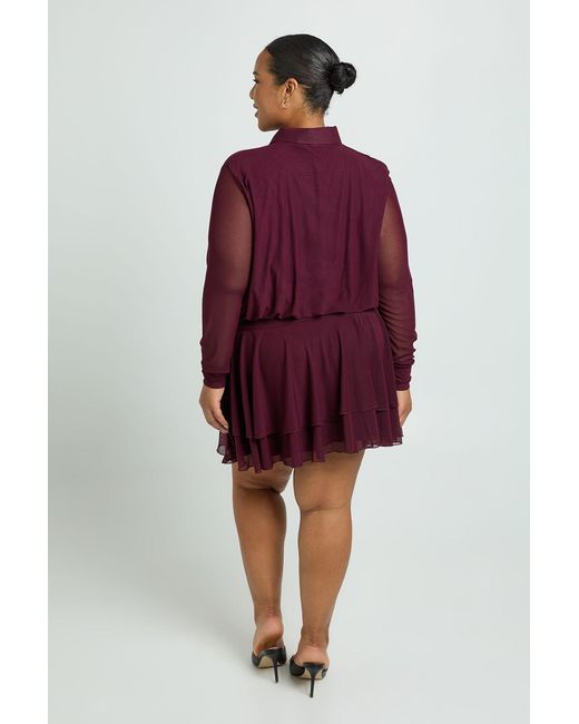 Boohoo Plus Collared Drop Hem Skater Dress
