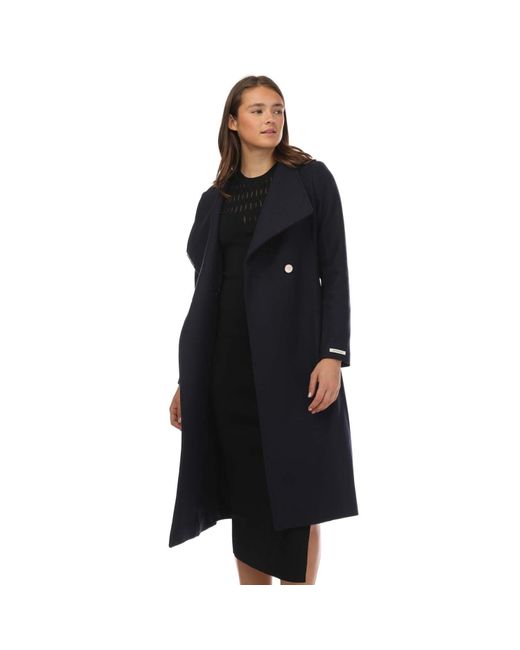 Ted Baker Black Rose Wool Wrap Coat