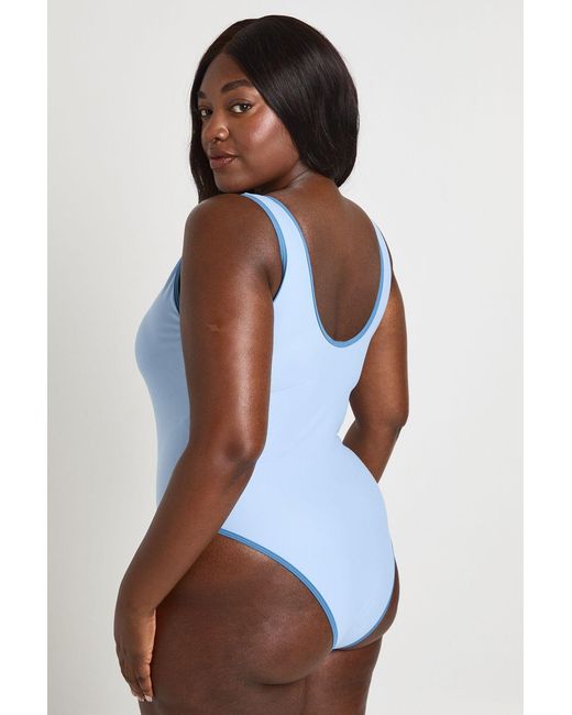 Boohoo White Plus Contrast Swimsuit