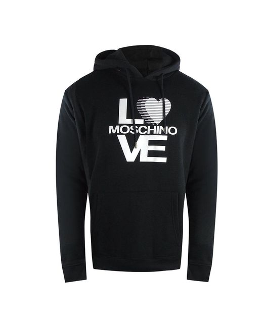 Moschino Black Love Bold Logo Hoodie Cotton for men