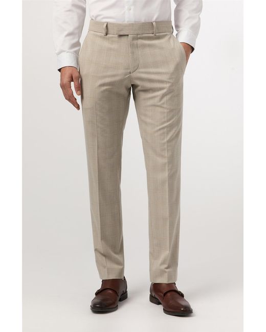 Antique Rogue Natural Flat Fronted Slim Fit Suit Trousers for men