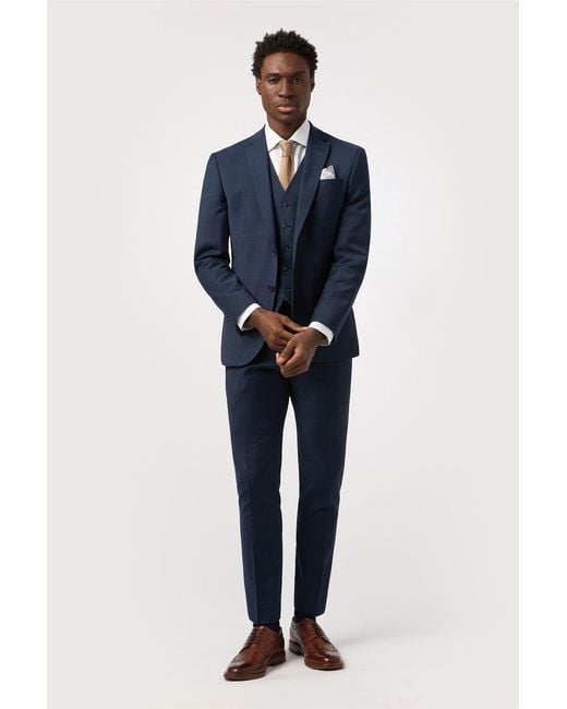 Alexandre Silver Label Blue Single Breasted Long Sleeve Two Button Tailored Suit Jacket for men
