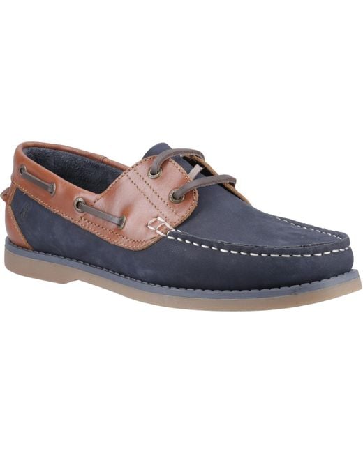 Hush Puppies Blue Wilson Leather /Tan Boat Shoes for men