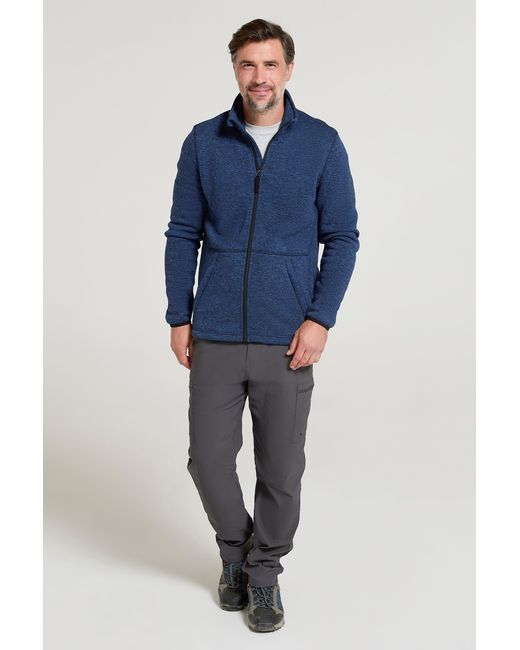 Mountain Warehouse Blue 'Idris Ii' Fleece Jacket With Side Pockets Full Zip Breathable Coat for men