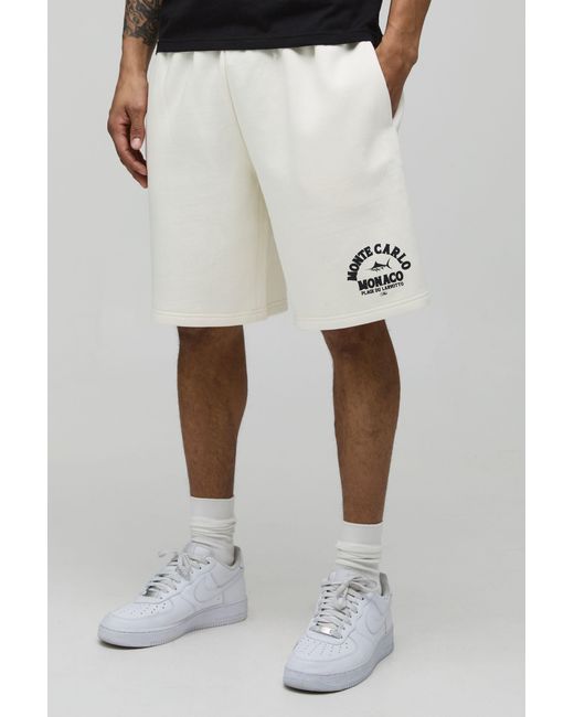 BoohooMAN White Baggy Fit Monte Carlo Monaco Jersey Short for men