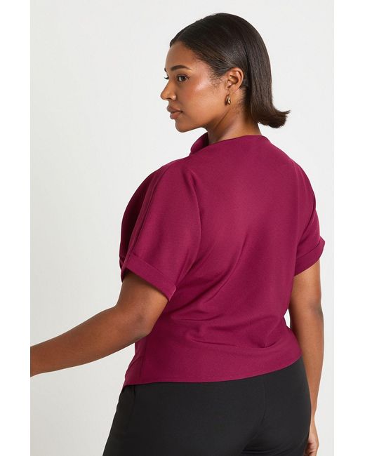 Boohoo Red Plus Rouched Asymetric Top