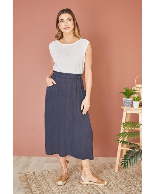 Midi skirt with pockets blue discount