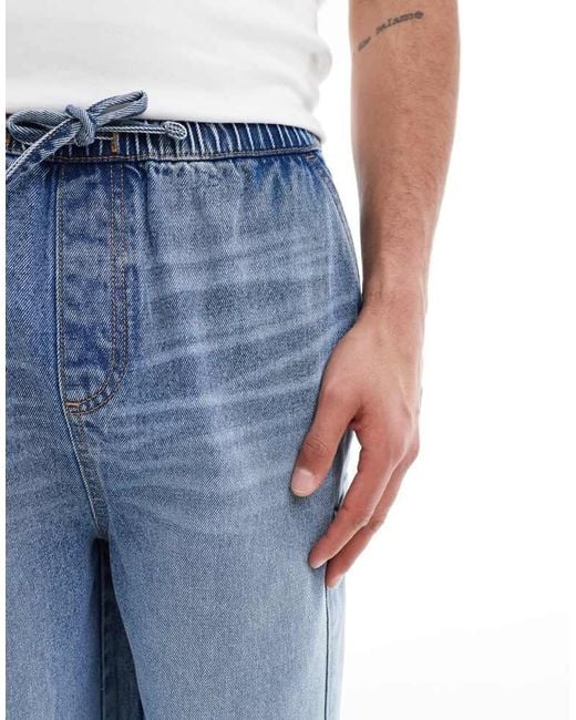 ASOS Blue Longer Length Denim Jort for men