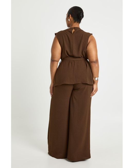 Boohoo Brown Plus Woven Cowl Belted Trouser Co-Ord