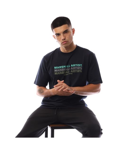Marshall Artist Black Text Graphic Crew Neck Short Sleeve Jersey T-Shirt for men