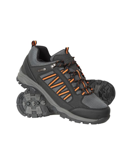 Mountain Warehouse Black 'Path' Walking Shoes Cushioned Footbed Mesh Lining Waterproof Comfy Trail Trekking Trainers for men