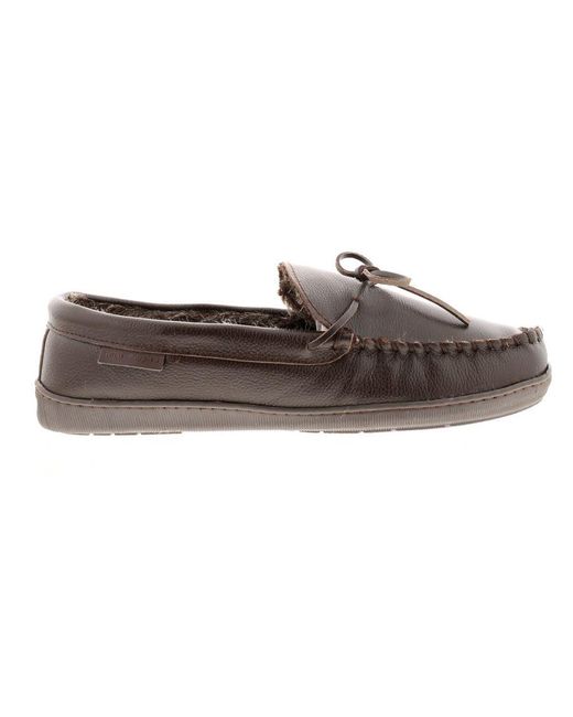 Hush Puppies Black Ace Leather Memory Foam Slippers for men
