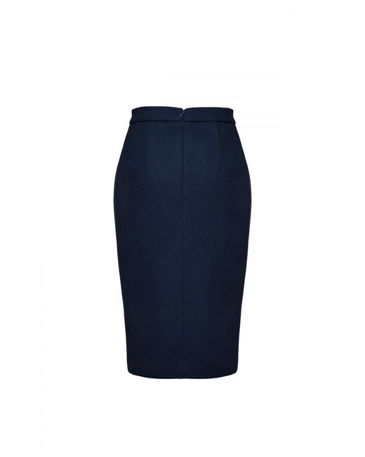 Conquista Blue Faux Mouflon Pencil Skirt