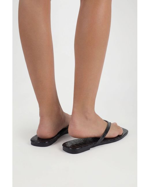 Boohoo White Square Toe Croc Flip Flops