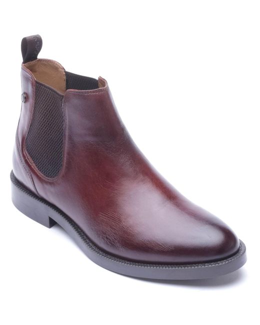 Base London Purple Enzo Leather Washed Chestnut Boots for men