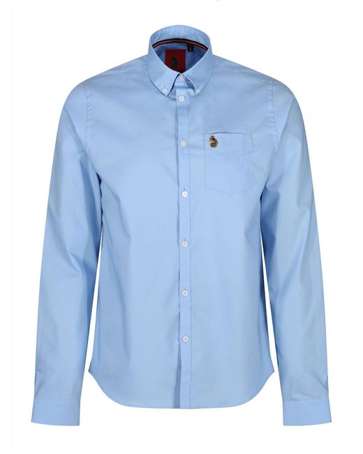 Luke 1977 Telford Tailored Fit Smart Shirt Blue for men