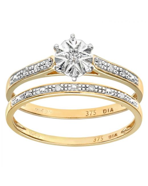 DIAMANT L'ÉTERNEL 9ct Yellow Gold 0.05ct Diamond Bridal Set Ring in  Metallic for Men | Lyst UK