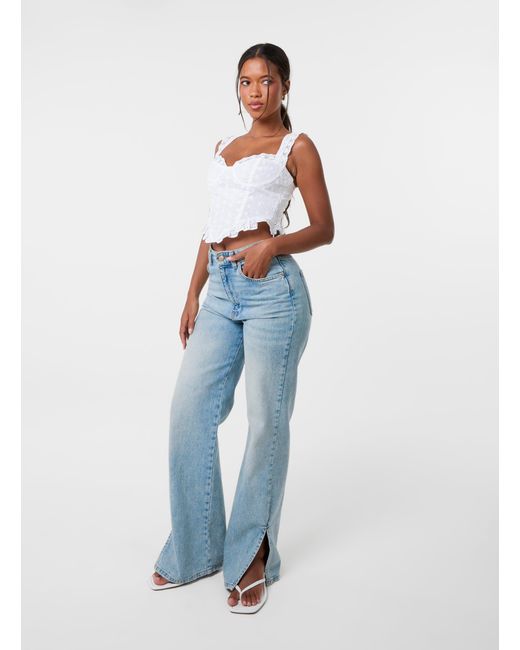 Pink Vanilla White Broderie Frill Crop Top