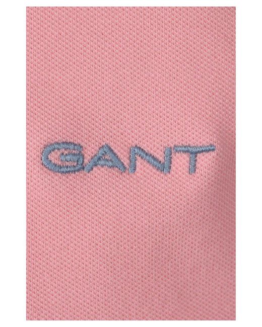 Gant Pink Contrast Collar Ss Polo Shirt Bubbelgum for men