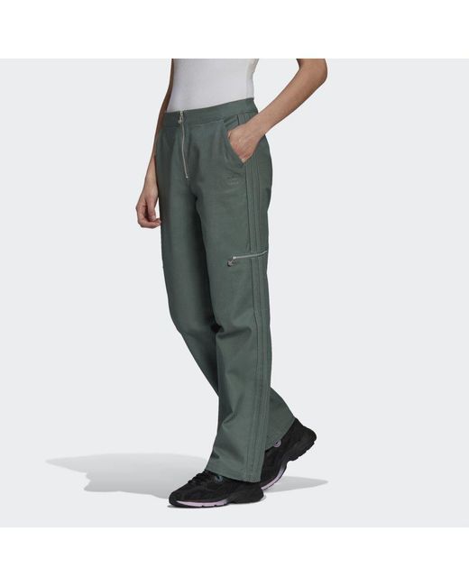Adidas Originals Green Twill Track Pants Cotton