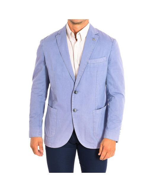 La Martina Blue Regular Fit Long-Sleeved Blazer Hmja07-Tw133 for men
