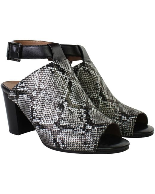 Vionic Black Kaia Snake Heeled Sandals Leather