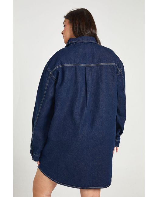 Boohoo Blue Plus Oversized Denim Shirt Dress