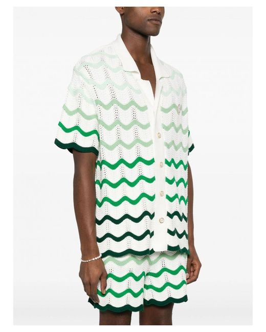 Casablancabrand Green Gradient Wave Crochet Texture Shirt for men
