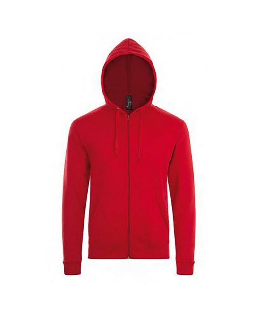 Sol's Red Stone Zip Up Plain Hoodie for men