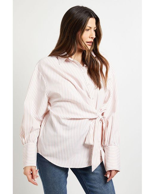 Wallis White Stripe Side Tie Shirt