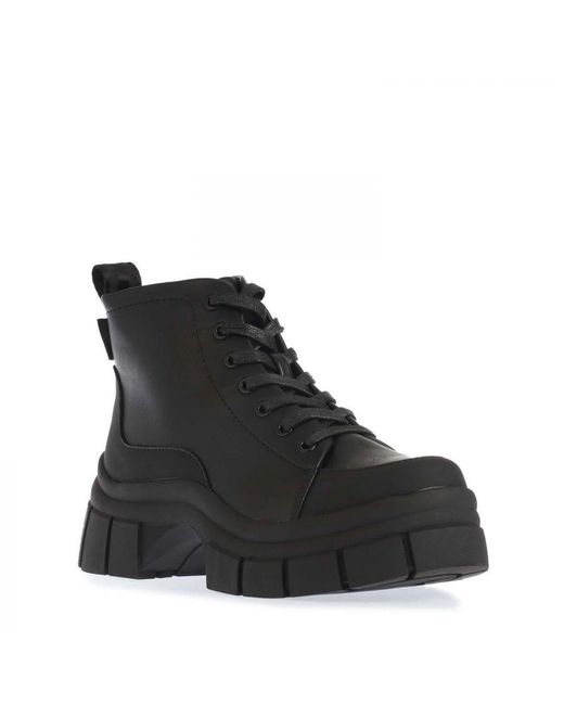 Rocket Dog Black Trusty Platform Lug Lace Up Boots