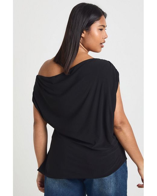 Boohoo Black Plus Off The Shoulder Asymmetric Top