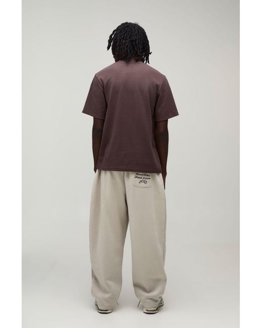 BoohooMAN Brown Basic Regular Fit Waffle T-Shirt for men