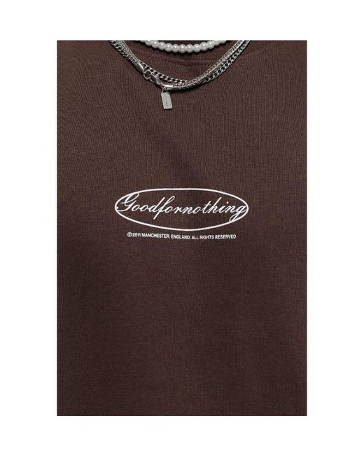 Good For Nothing Brown Cotton Blend Crew Neck Sweatshirt for men
