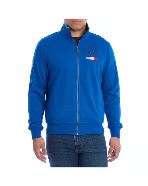 La Martina Blue Ymf602-Fp112 Zip Up Sweatshirt for men
