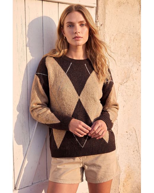 Roman Black Argyle Knit Jumper