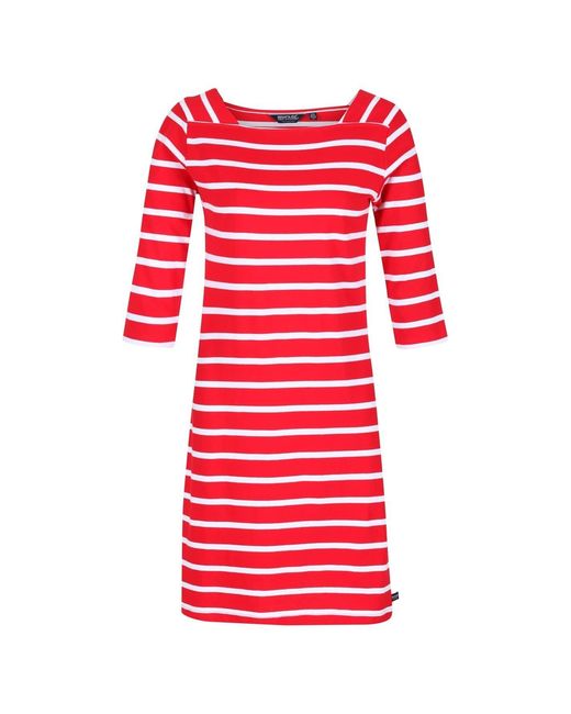 Regatta Red Paislee Boat Neck Three Quarter Sleeve Knee Length Dress
