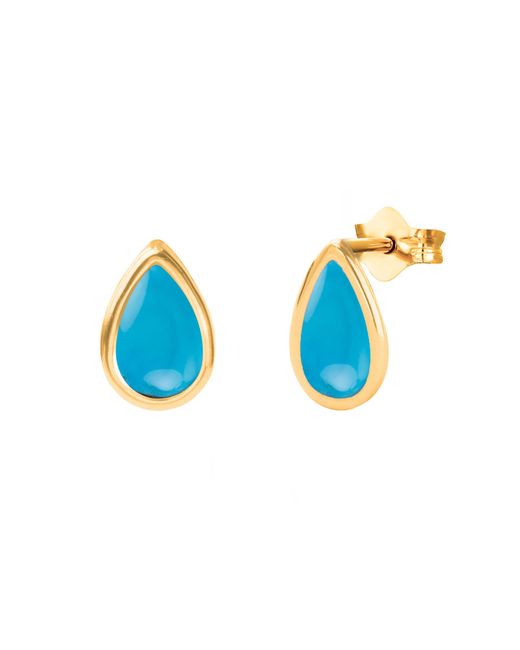 The Jewellery Stockroom Blue 9Ct Teardrop Rubover Stud Earrings