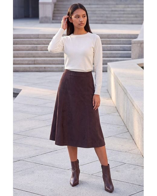 Roman Purple Petite Suede A-Line Skirt