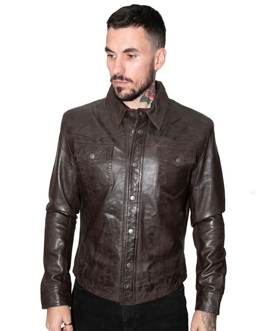 Infinity Leather Gray Retro Shirt Jeans Jacket-Beijing for men