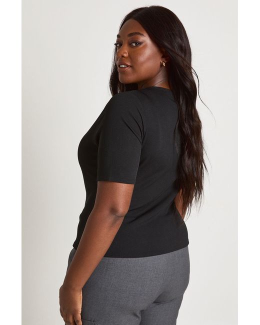 Boohoo Black Plus Double Layer Button Down Short Sleeve Top