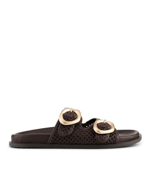 Jones Bootmaker Brown Gisela Leather Dual Buckle Sandals