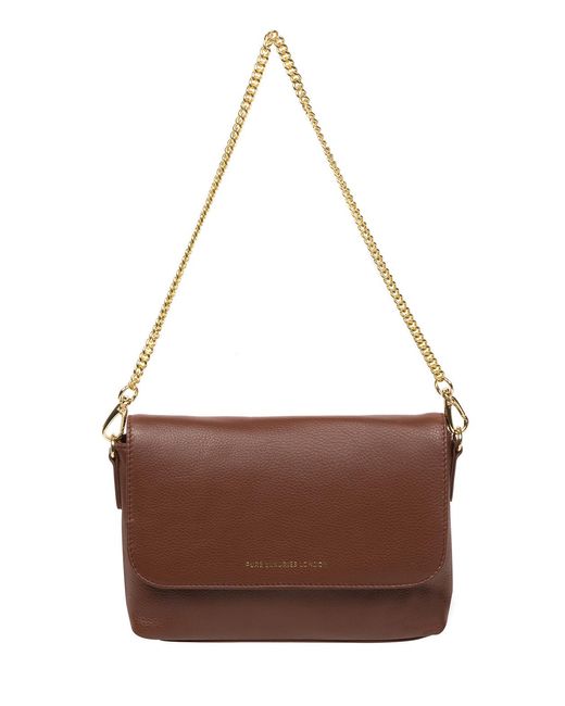Pure Luxuries Brown 'Jazmine' Dark Nappa Leather Grab Clutch Bag