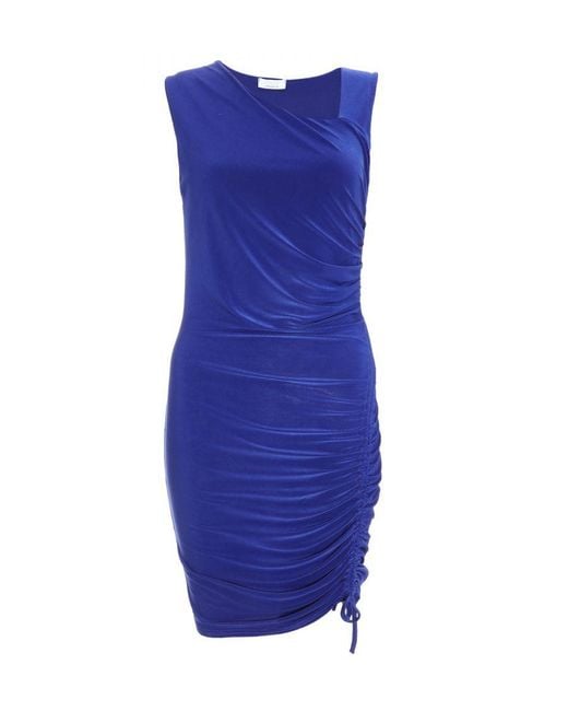 Quiz Blue Royal Ruched Bodycon Mini Dress