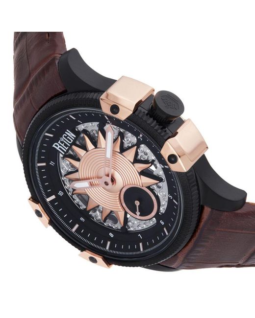 Reign Brown Solstice Automatic Semi-Skeleton Watch for men