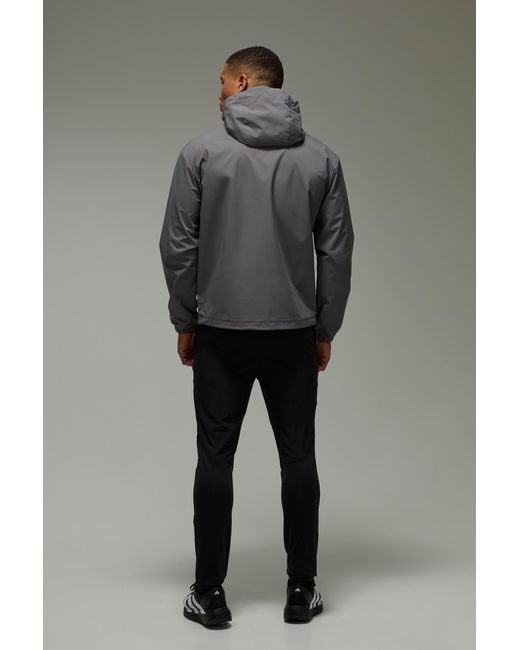 BoohooMAN Gray Active Regular Fit Half Zip Windbreaker for men