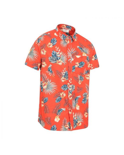 Mountain Warehouse Hawaiian Overhemd Met Korte Mouwen (oranje) in het Red voor heren