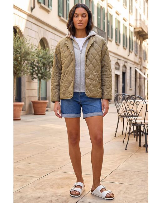 Roman Green Quilted Hooded Jacket